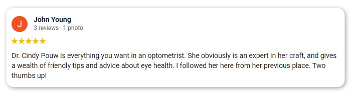 5-Star Testimonial In Rounded Box For Eyes of the Bay From John Young